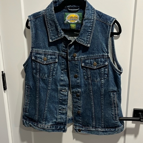 Cabela’s Vintage Blue Jean Vest Button Close Denim EUC - Picture 1 of 8